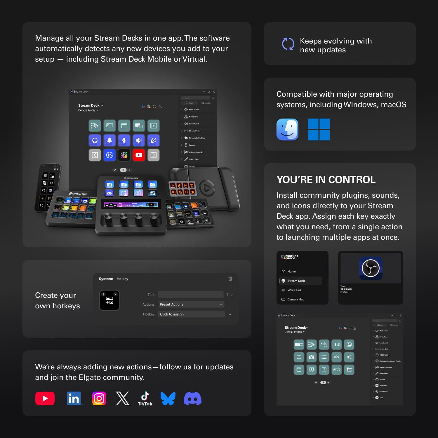 Elgato Stream Deck XL – Advanced Studio Controller, 32 macro keys, trigger actions in apps and software like OBS, Twitch, ​YouTube and more, works with Mac and PC