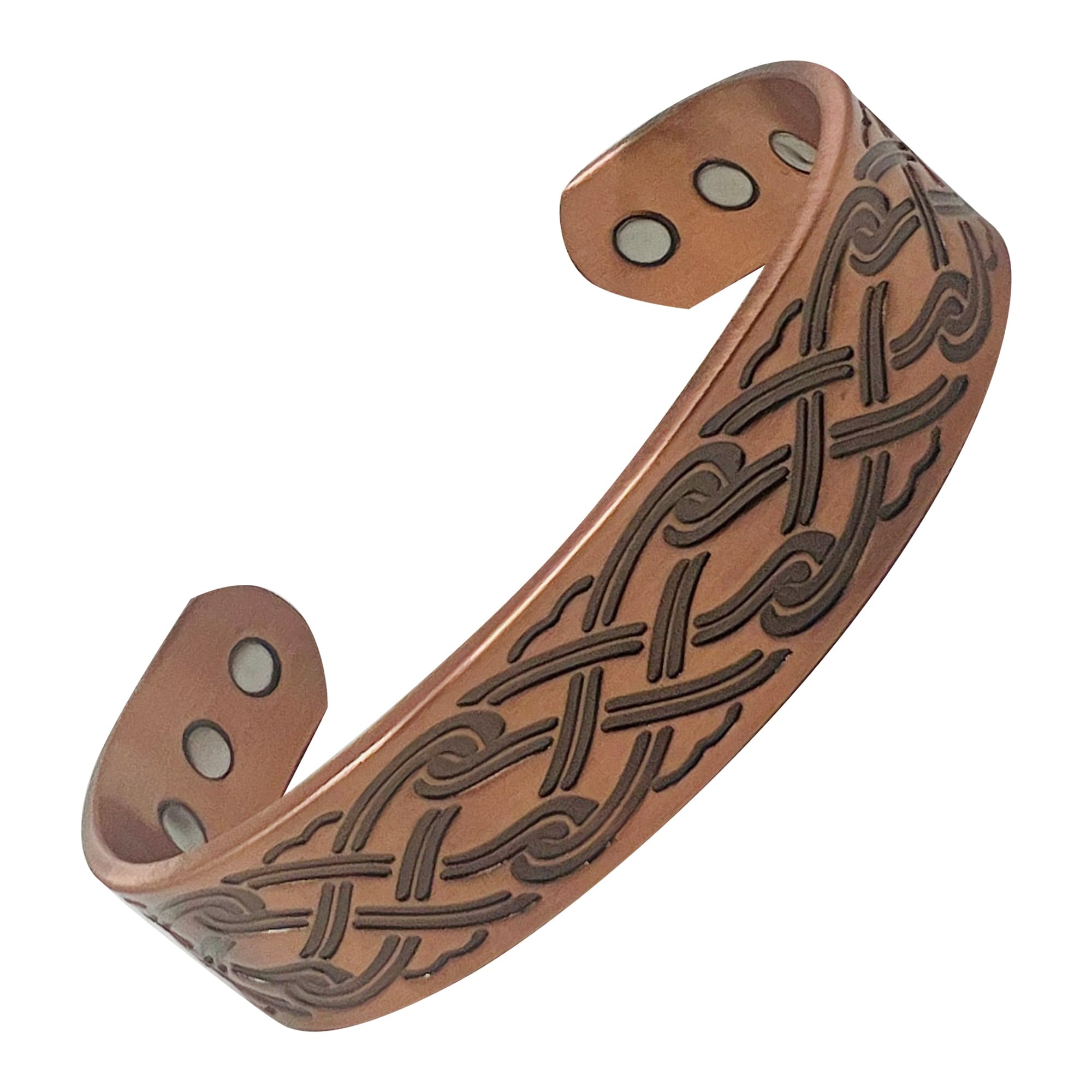 MnB Magnetics Pure Copper Magnetic Bracelet in a Celtic Woven Linear Design - Extra Strong Magnets (Medium)