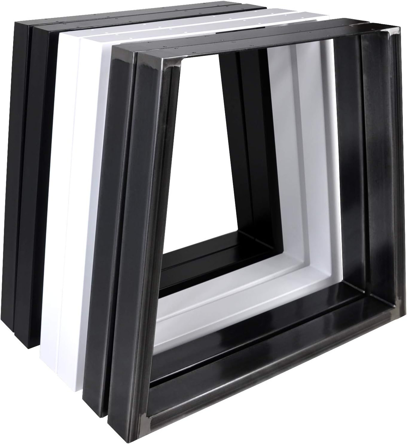 Lot 2 Pieds De Table En Trapeze Industriels Noir Blanc Blanc Amazon Fr Bricolage