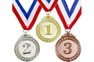 Myartte Award Medals Value 3 Pack Gold Sliver Copper Winner Medals with Neck Ribbon Prizes for Competition Sports