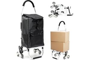 Folding Shopping Cart Grocery Laundry Stair Climbing Protable Cart Designed with Tri-Wheel & Bigger Waterproof Shopping Bag &