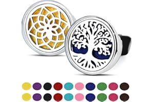 Fidqiog 2 Pcs Car Diffusers for Essential Oils, Stainless Steel Essential Oil Car Diffuser with 20 Pcs Felt Pads, Aromatherap