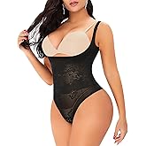Werena Thong Shapewear Bodysuit for Women Tummy Control Open Bust Body Shaper Slimmer Shaping Thong