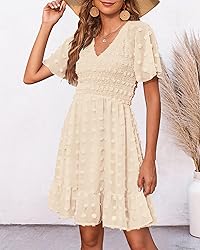 BTFBM Womens Beach Vacation Dress V Neck Short