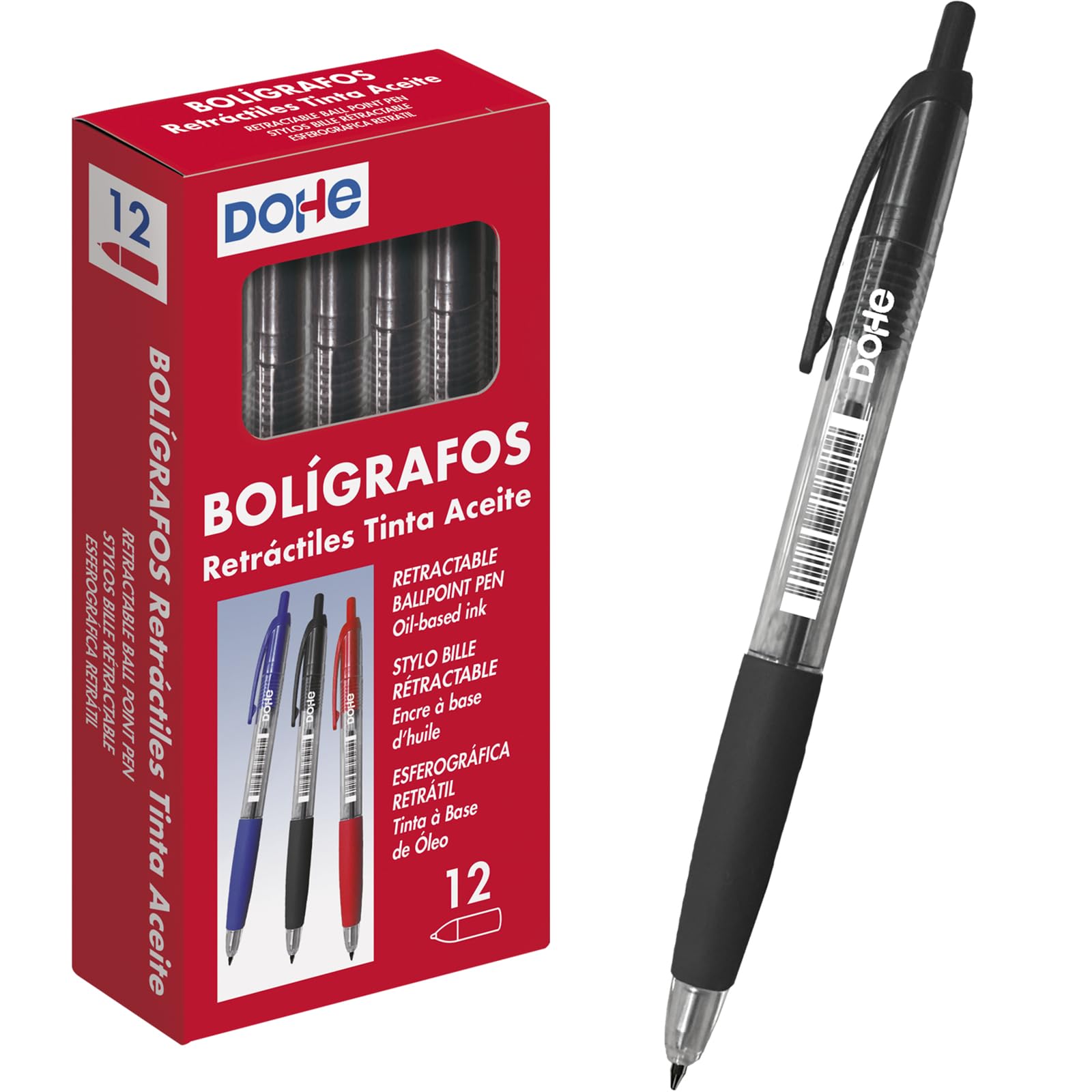 Dohe – Box of Retractable Pens – 1 mm – 12 Units – Black