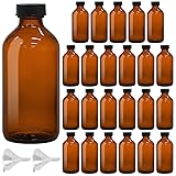 24 Pack 8oz Amber Glass Boston Round Bottles with