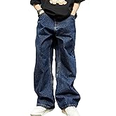 FantasyGears Y2k Baggy Jeans for Men Women Hip Hop Plain Denim Pants Wide Leg Vintage Streetwear Jeans