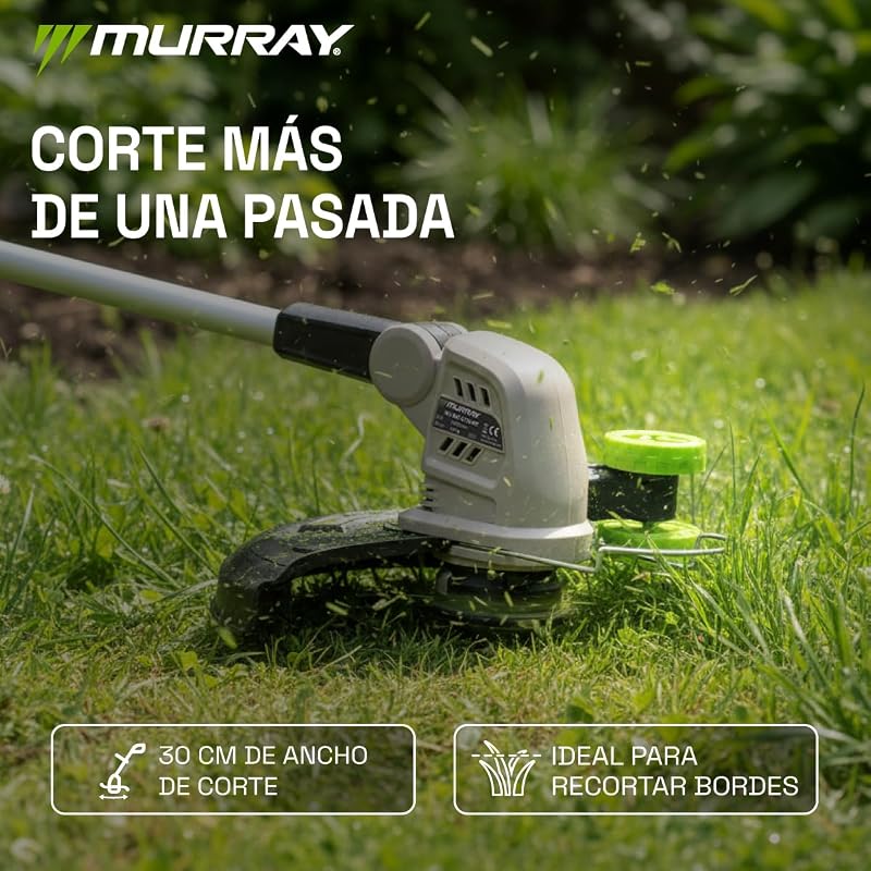 Aparador de relva sem fios 20V MU-BAT-GT30-KIT – Sem fios, largura de corte de 25 cm – motor potente de 8000 rpm, bateria de 3 Ah Li-Ion durável para cortes precisos, cortador de relva 20V