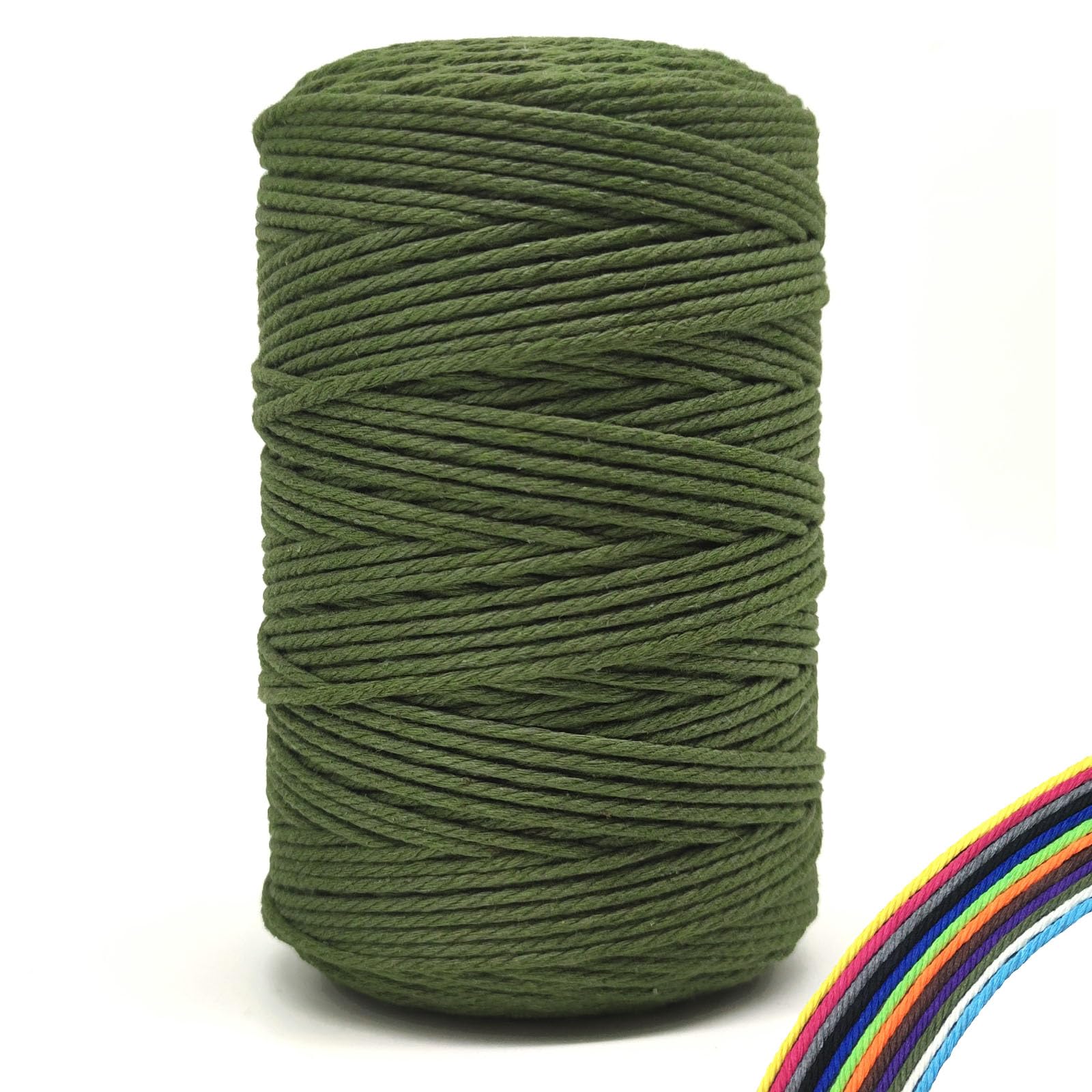 FORBELL Macrame Yarn, 3 mm x 300 m Premium Cotton Yarn, DIY Crafts (Army Green, 3 mm x 300 M) — image 1