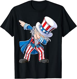 Dabbing Uncle Sam 4th of July Kids Boys Men Funny Dab Dance T-Shirt