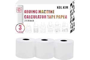 KOL.KIM Adding Machine Paper Rolls 2 1/4 inch for Sharp EL-1197PIII EL-1801V Calculator Paper Rolls 2 1/4 for Canon P23-DHV MP11DX-2 HR-10RC HR-170RC HR-200RC Calculator Tape 3 Rolls