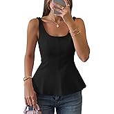 ZESICA Women's 2026 Summer Sleeveless Vest Top Square Neck Cute Casual Tank Tops Fitted Going Out Trendy Outfit