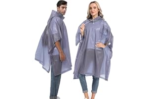 HOOMBOOM Reusable Rain Ponchos with Drawstring Hood for Adults, Waterproof Thicken Rain Coat, 2 Packs