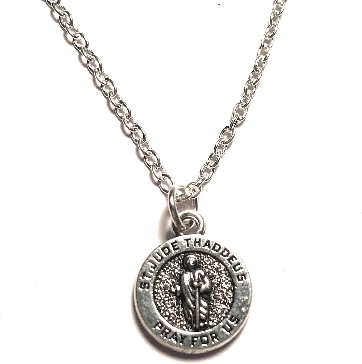 Saint Jude Thaddaeus Necklace for Women Girls Silver Saint