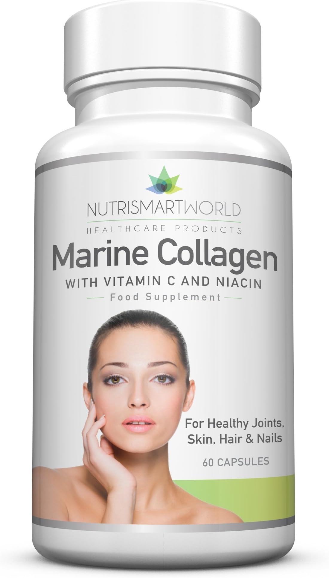 Marine Collagen for Healthy Skin, Hair & Nails. 400mg. Anti-ageing 60 Capsules. 2 Month Supply. Made in The UK.