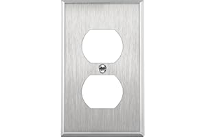 ENERLITES Duplex Receptacle Metal Wall Plate, Stainless Steel Outlet Cover, Corrosion Resistant, Size 1-Gang 4.50" x 2.76", UL Listed, 7721, 430, Silver