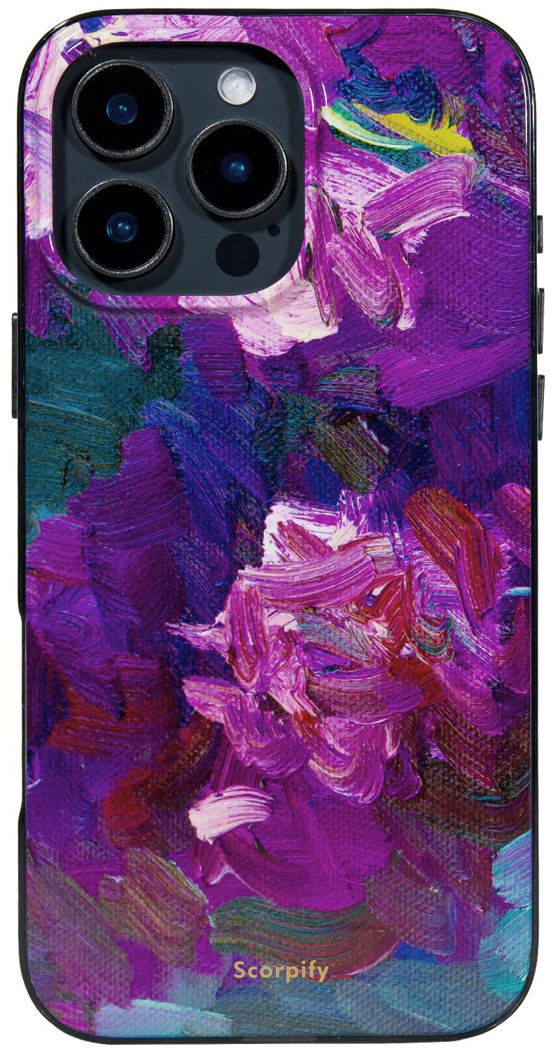 SCORPIFY for iPhone 16 Pro Case [Compatible with MagSafe] with Lilac Design, Cute Magnetic Phone Cover for Women Girls, [10FT MIL-Grade Drop Protection] Slim Shockproof Bumper with Stylish Pattern