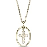 Lavari Jewelers 1/10 Carat Lab Grown Diamond Cross Pendant for Women I 18k Yellow Gold Plated 925 Sterling Silver Pendant Necklace for Her I 18 Inch Cable Chain with Lobster Claw Clasp