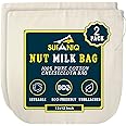Nut Milk Bag - 2 Pack (12 x 12 Inches) 100% Unbleached Cotton Cheese Cloth for Straining, Premium Quality Reusable Nut Bag Strainer for Almond, Soy, Oat Milk, Juices, Cheese Making