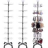 Ripeng 2 Pcs 7-Tier Rotating Retail Display Stand Display Rack for Earring Keychains Jewelry Vendor Events and Stores Movable Adjustable Shop Spinner Black Ornament Holder