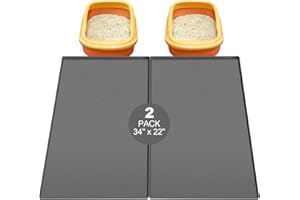 Homegroove 2Pcs Silicone Cat Litter Box Mat, 34"x22" Large Litter Box Mat for Litter Trapping, Waterproof Kitty Litter Mat fo