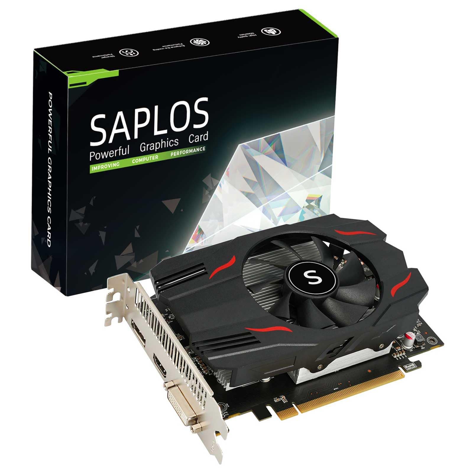 SAPLOS Radeon RX 550 Graphics Card, 4GB, GDDR5, 128-Bit, DisplayPort/DVI-D/HDMI, ITX Design, Video Card for PC Gaming, Computer GPU, Support 4K Display