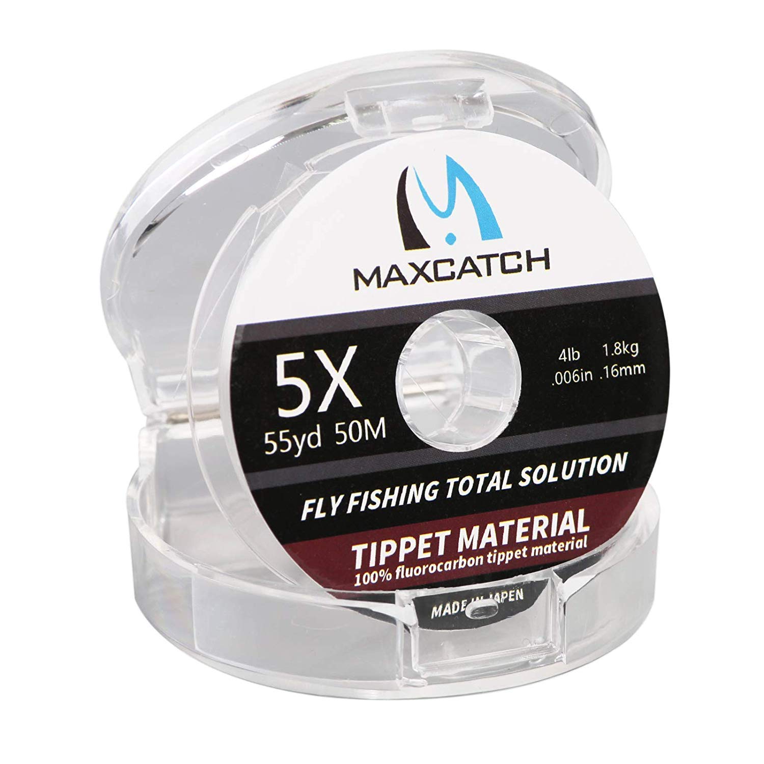 MAXIMUMCATCH Maxcatch Fluorocarbon Fly Fishing Tippet Material Leader Line –Virtually Invisible – 55yards 0X-6X (Made in Japan)