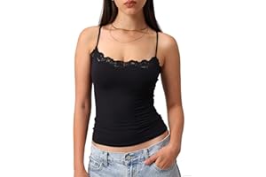 Starrylion Padded Lace Cami Top Double Lined Sexy Tank Top Spaghetti Strap Club Party Shirt