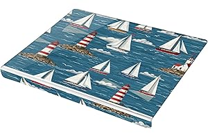 WELLDAY Pattern Sailboats Acrylic Cutting Board with Counter Lip, 16.5 x 13.4 Clear Cutting Board for Kitchen Countertop, Lar