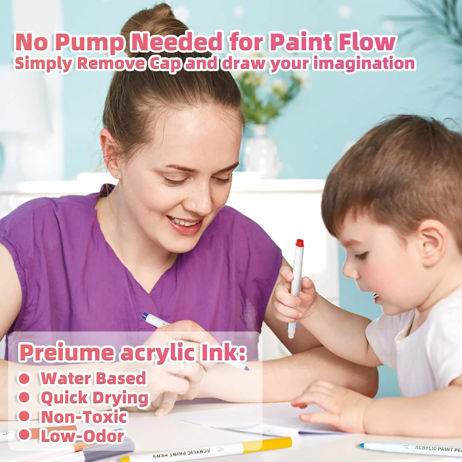 25 Colors Acrylic Paint Pens, Art Marker Kit for Flat River Rock Painting, Unfinished Wood Slices, Glass, Ceramic, Shrink Plastic Sheet, Stone, Mug, Easter Egg. DIY Craft Supplies Set for Adult & kid: Office Products