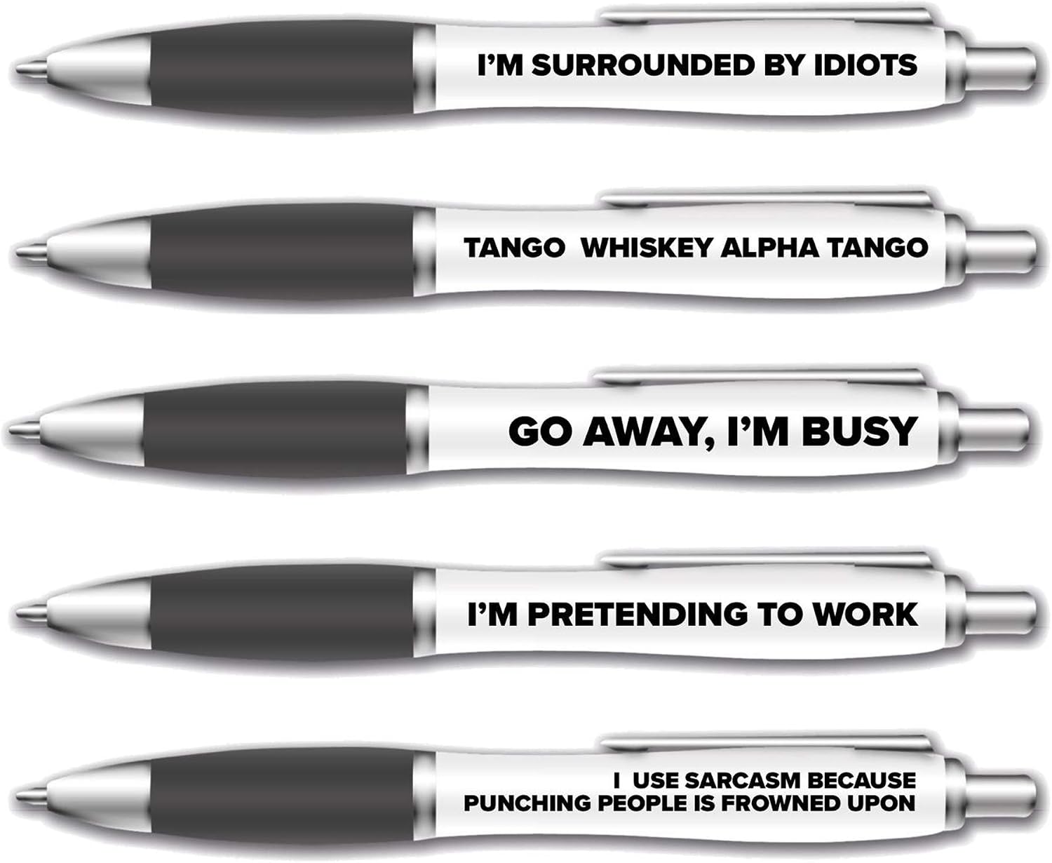 Filthy Sentiments 5 Pack of Ballpoint Pens, Funny Pen Set For Colleagues, Funky Stationery Quirky Gift