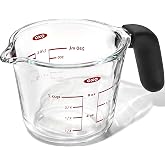 OXO Good Grips 1 Cup Glass Measuring Cup | Dripless Pour Spout, Standard &amp; Metric Markings, Non-Slip Handle, Ideal For Liquids, Microwave Safe, Hand Wash