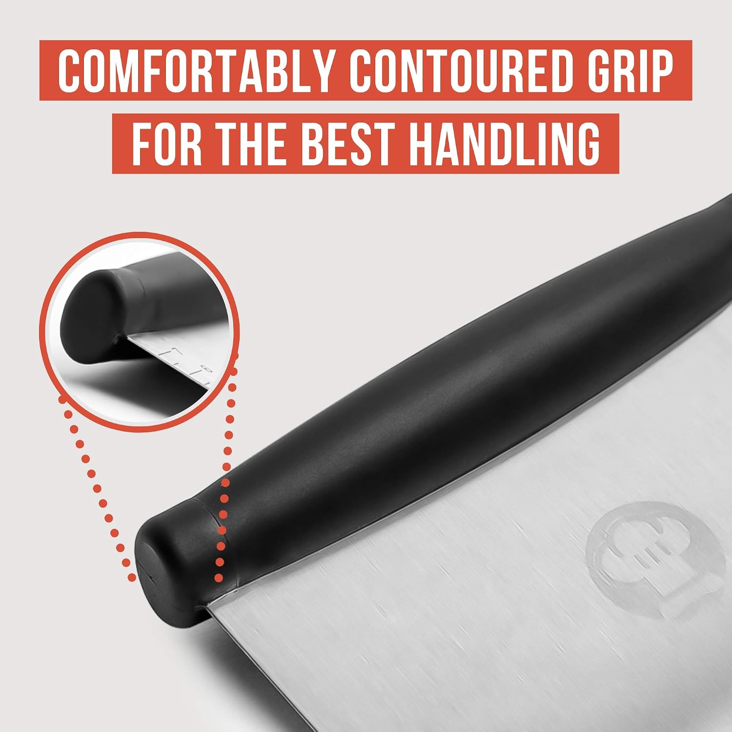 Chef Pomodoro Stainless Steel Bench Scraper 15 cm with Measurements, Contoured Grip Dough Scraper, Dough Cutter, Bread Cutter - Image 3