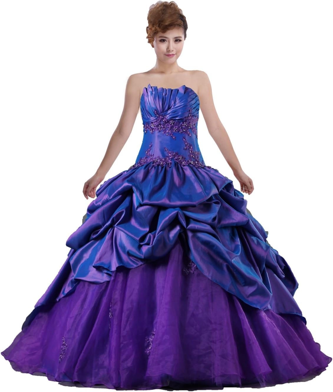 ANTS Women's Strapless Taffeta Long Ball Gown Prom Quinceanera Dresses