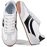 LUCKY STEP Women's Fashion Sneakers Thin Sole Lace up Tennis Shoes Lightweight Walking Running Gym Workout Classic Retro Footwear Anti Slip Trainers