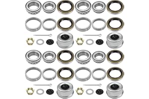 LUMANIOUS 4 Set 25580 14125A Trailer Axle Bearings Kit with 10-36 22333TB Grease Seals,2.72'' Trailer Dust Caps, Cotter Pins, Axle Nuts & Washers, Fits for 1.25" to 1.75" 5200-7000 lb Tandem Axles #D42 Spindle