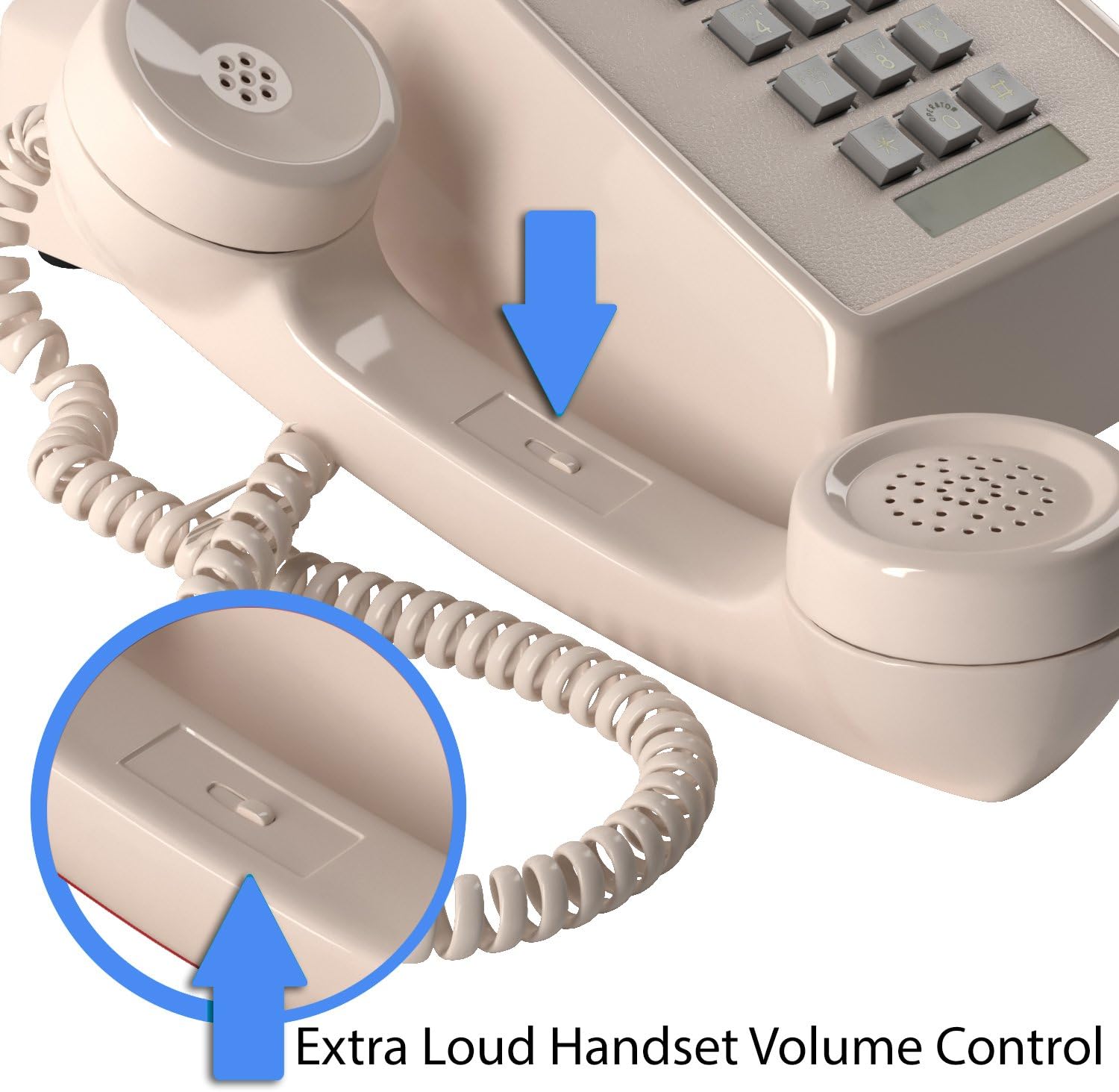 Home Intuition Amplified Single Line Corded Desk Telephone with Extra Loud Ringer, Ash : Electronics