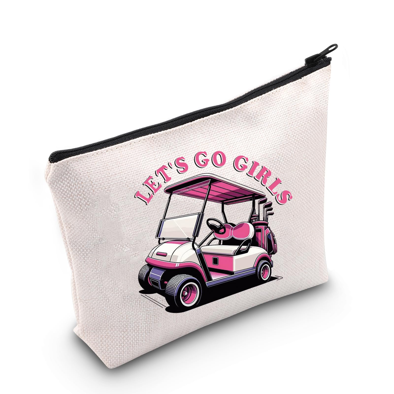 Photo 1 of WCGXKO Golfing Gift Let’s Go Girls Lady Golfer Zipper Pouch Makeup Bag for Her (B-Go Girls Golf), beige