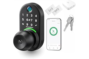 WiFi Smart Door Lock with Knob – THINGSBOLT Keyless Fingerprint Entry, Bluetooth & App Control, Alexa Compatible, Keypad and 