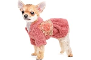 SEBAOYU Small Dog Sweater, Fall Winter Dog Dress, Warm Fleece Puppy Clothes, Chihuahua Yorkie Teacup Cat Sweater, Cold Weater Pet Dog Hoodie Outfit (Small)
