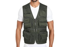 LISUHEPEAL Men’s Fishing Vest Summer Outdoor Work Safari Travel Photo Vest with Multi Pockets