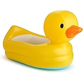Munchkin Duck Inflatable Baby Bathtub for Babies 6-24 Months, White Hot Heat Alert, Great for Home or Travel, Classic Yellow 