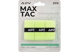 ADV TENNIS ADV MaxTac Tacky Tennis Overgrip - 3 Pack - Extremely Sticky Non-Slip Tennis Grips Overgrip - Razor-Thin & Easy to Use Pro Tennis Racquet Grip Tape (3-Pack Volt)