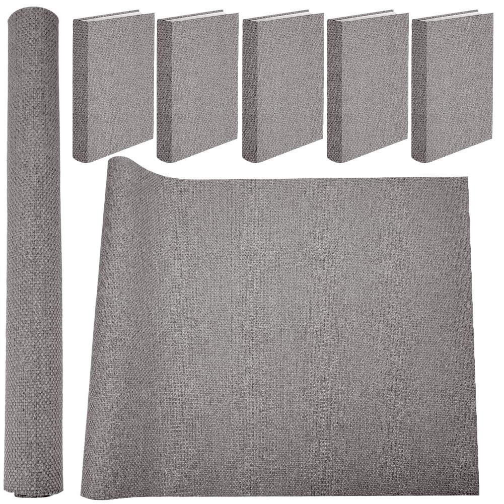 CRASPIRE 43 x 16.5 inch Book Cloth for Book Binding Linen Fabric Surface Paper Backed Bookcover Notebook Wraps Dark Grey Book Covering Protector Bookbinding Supplies for Books Album DIY Scrapbooking