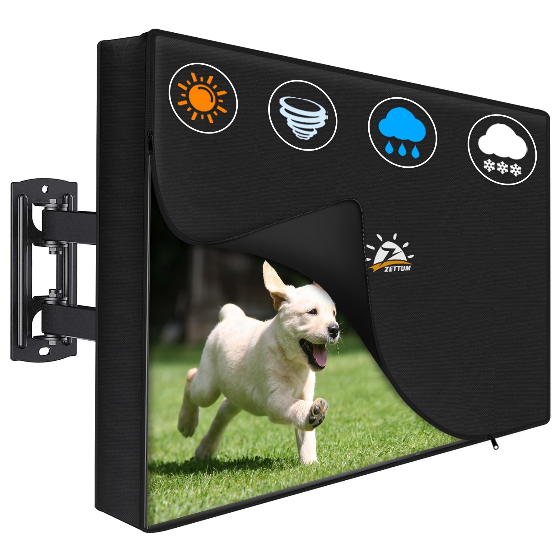 Photo 1 of Zettum Outdoor TV Cover 75 Inch – 600D Waterproof Weatherproof TV Protector with Zipper for 70–75 Inch Flat Screen TVs, Heavy Duty Enclosure for Outside Use