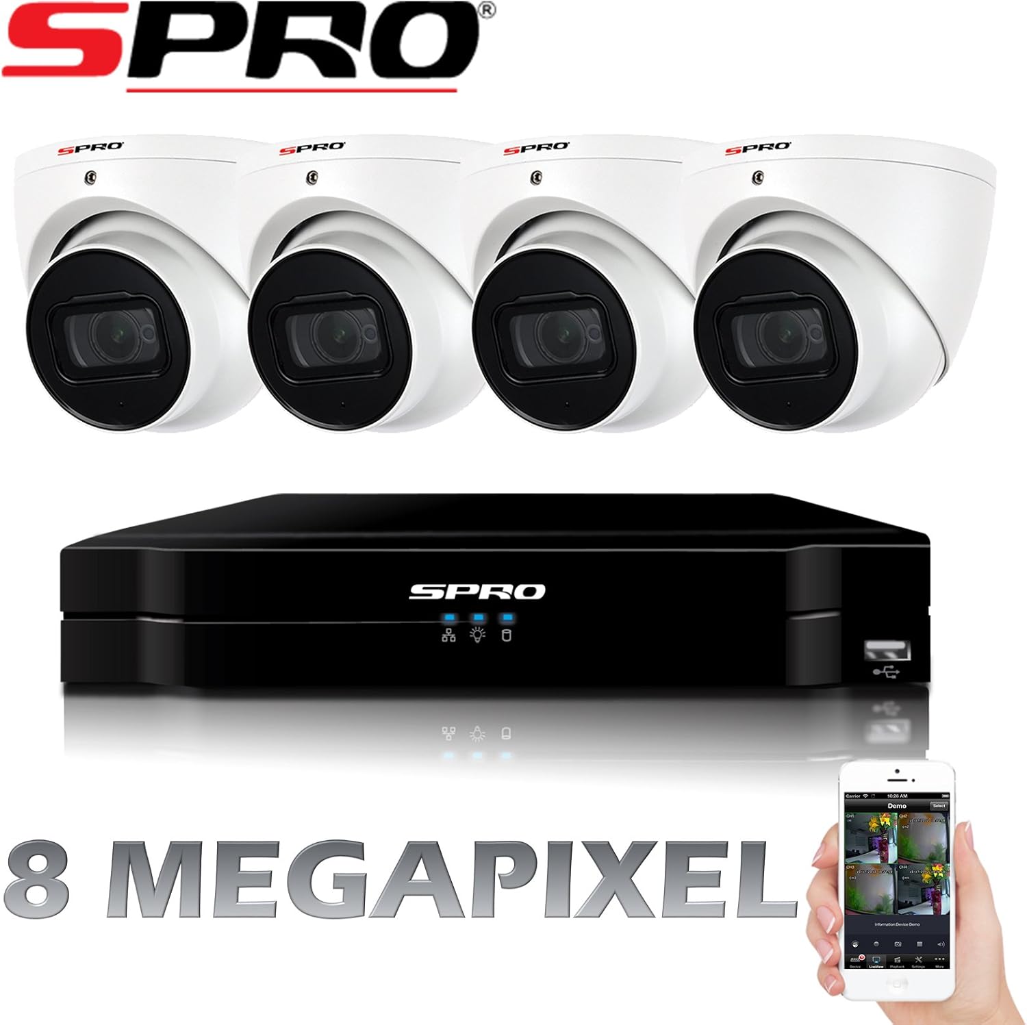 8MP ULTRA HD CCTV SYSTEM SPRO KIT INDOOR OUTDOOR 8CH 8 CHANNEL DVR UHD