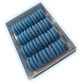 Blueberry Macaron Cookies Gift Box - 24 Count | Sweet fruit reduction confections, velvet berry icing treats, premium global ingredients, chic indigo party table layout