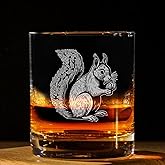 Squirrel Vintage Engraved Whiskey Glass - Wildlife Themed Gift - Unique Birthday Gifts For Friends And Family - Squirrel Lovers Gift - Vintage Old Fashioned Glass - Decor For Bar