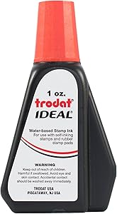 Trodat 45174 Ideal Premium Replacement Ink for Use with Most Self Inking and Rubber Stamp Pads, 1oz, Red