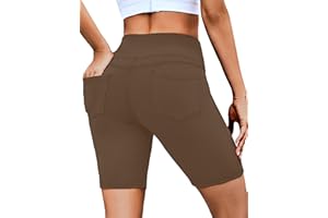 VOOVEEYA 5"/8" Workout Biker Shorts for Women High Waist - Tummy Control Gym Shorts with Pockets Butt Lifting Yoga Shorts